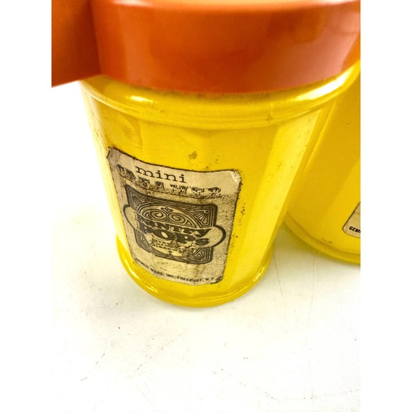 1970s Gemco Pantry Pops Cream or Syrup And Sugar Containers Yellow Orange Glass - Picture 5 of 11